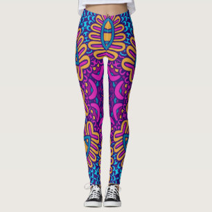 Adorables Bohemian Style Orange and Blue Leggings