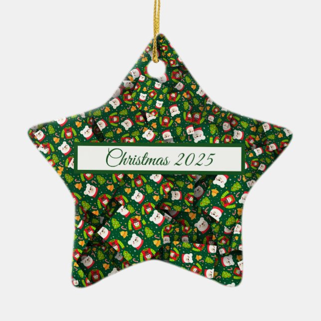 Adorables Christmas [3D] Bears Sweaters And Trees  Ceramic Tree Decoration (Front)