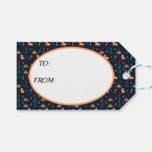 Adorables Christmas Funny Cats On A Sled Gift Tags