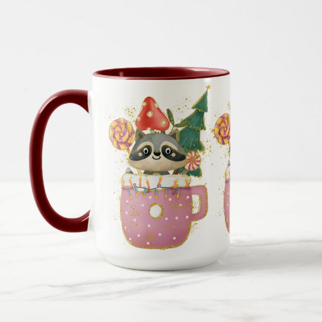 Adorables Christmas Loveable Racoon Mug (Left)