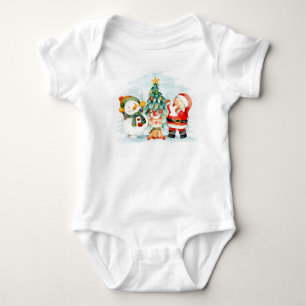Adorables Christmas Santa Snowman & Deer  Baby Bodysuit