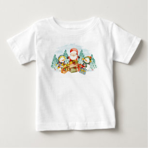 Adorables Christmas Santa & Snowmen With Presents Baby T-Shirt
