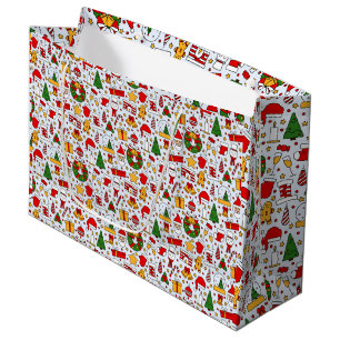 Adorables Christmas Santas And Gingerbread Men  Large Gift Bag