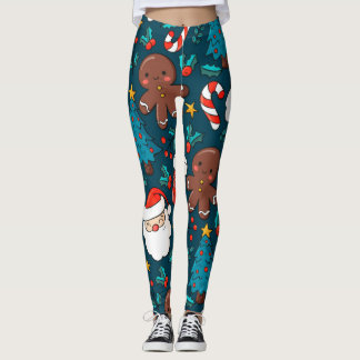 Adorables Christmas Santas And Gingerbread Men Leggings