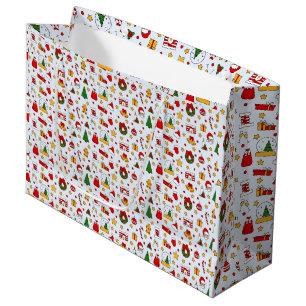 Adorables Christmas Santas And Other Elements Large Gift Bag