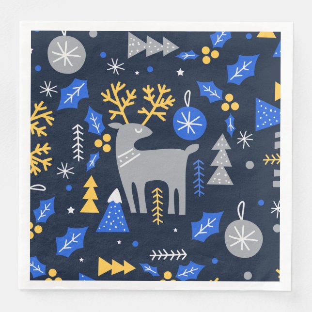Adorables Christmas Scandinavian Style Blue    Napkin (Front)
