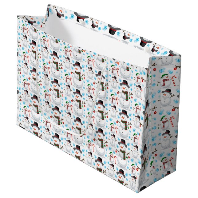 Adorables Christmas Snow Men  Large Gift Bag (Front Angled)