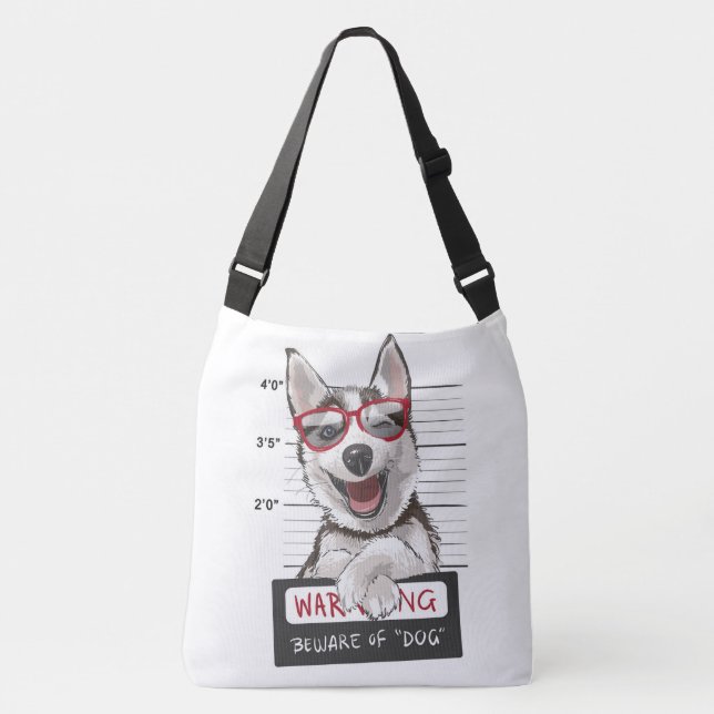 Adorables Cute Husky Dog Winking  Crossbody Bag (Front)