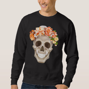 Adorables Day of the Dead Skull Calavara Flowers Sweatshirt