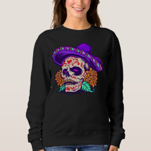 Adorables Day of the Dead Skull Purple Hat Sweatshirt
