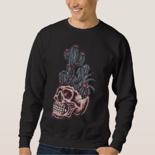 Adorables Day of the Dead Skull With Cactus Sweatshirt