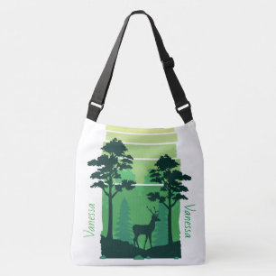 Adorables Deer In Green Forest Custom Crossbody Bag