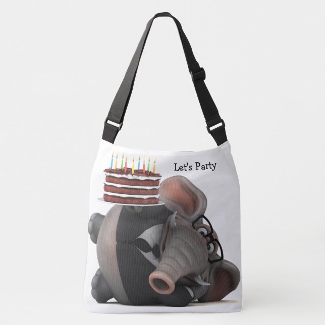 Adorables Funny 3D Elephant With Cake Tote Bag (Front)