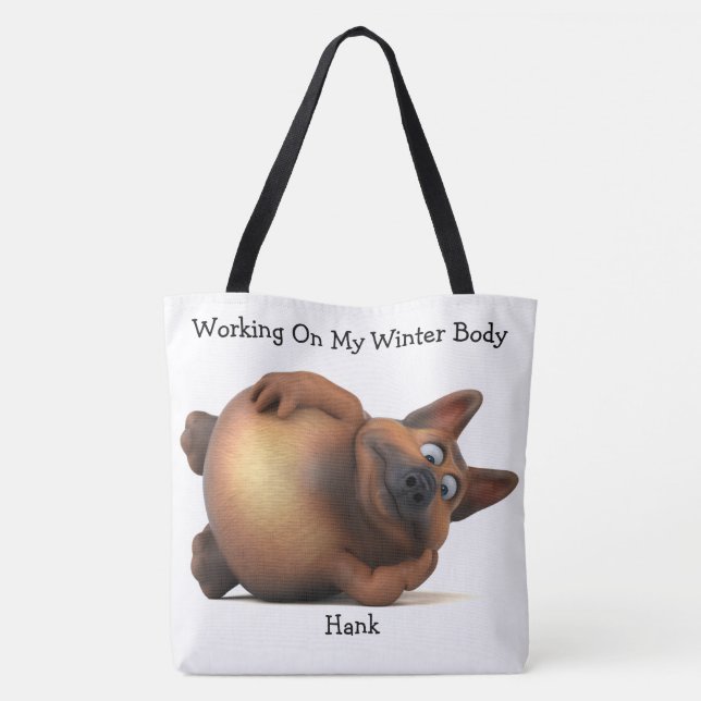 Adorables Funny Fat Puppy Custom Tote Bag (Back)