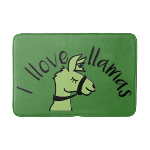 Adorables Llama Love I Llove Llamas Green Bath Mat