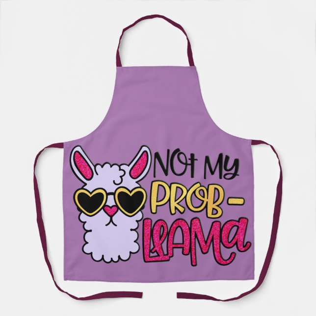 Adorables LLama Love Not My Probllama Purple Apron (Front)