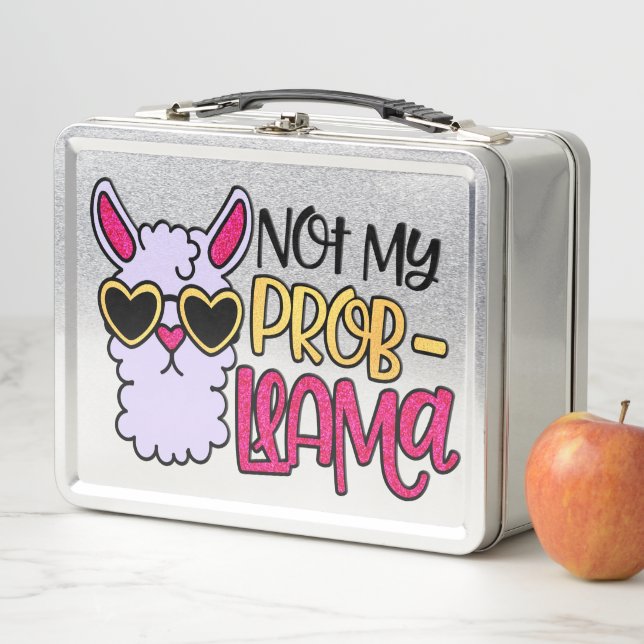 Adorables LLama Love Not My Probllama Purple Metal Lunch Box (In Situ)