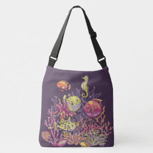 Adorables Ocean Creatures Purple Crossbody Bag