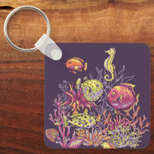 Adorables Ocean Creatures Purple  Key Ring