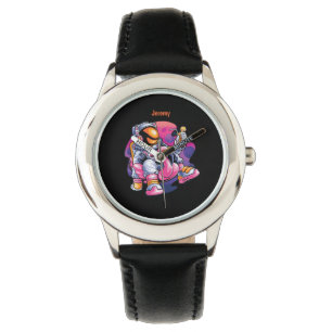 Adorables Spaceman Relaxing With Cool Drink Custom Watch
