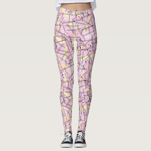 Adorables Synthwave/Vaporwave Style Yoga Leggings (Front)