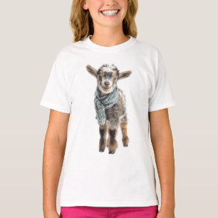 Adorably Cosy Scarf Baby Goat Kids T-Shirt