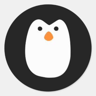 adorably cute penguin face classic round sticker