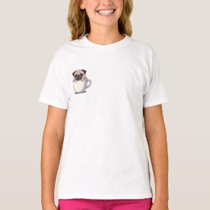 Adorably Cute Pug Puppy in a White Teacup Kids T-Shirt