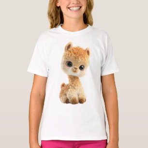 Adorably Fluffy Baby Alpaca Illustration Kids T-Shirt