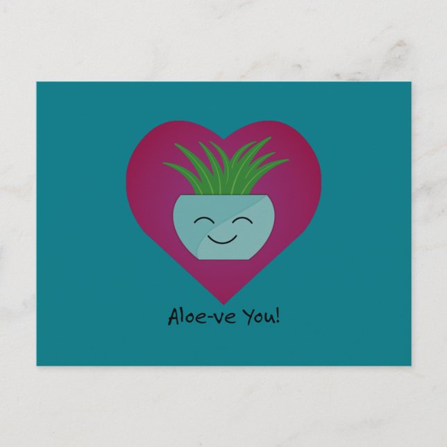 Adorably Funny Aloeve You  Aloe Postcard (Front)