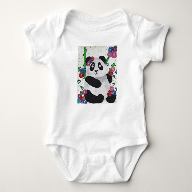 Adorably Sweet Panda Bear Baby Bodysuit (Front)