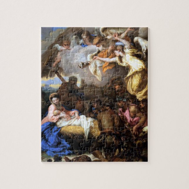 Adoration Jesus Mary Joseph Shepherds -Castiglione Jigsaw Puzzle (Vertical)