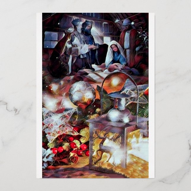 Adoration - Modern Religious Christmas Card (Front)