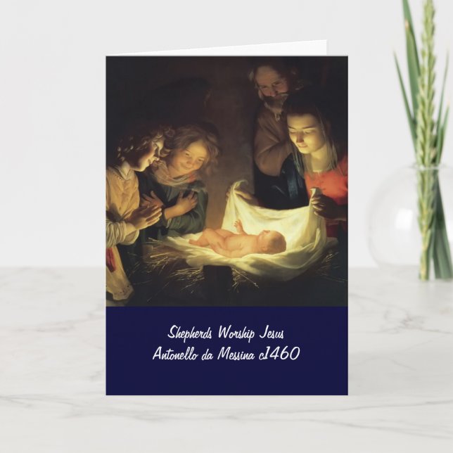 Adoration of Child Adorazion del Bambino Holiday Card (Front)