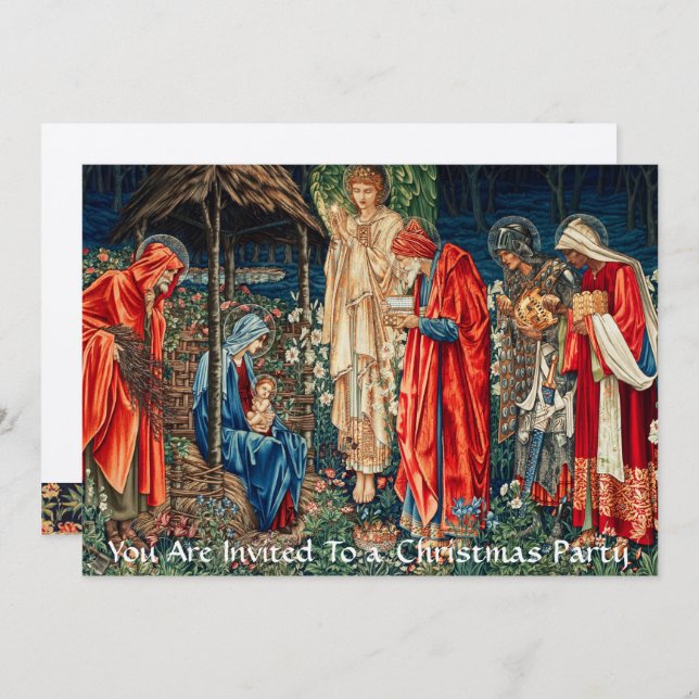 ADORATION OF MAGI ,Burne-Jones Christmas Party  Invitation (Front/Back)