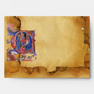 ADORATION OF MAGI CHRISTMAS PARCHMENT RED WAX SEAL ENVELOPE
