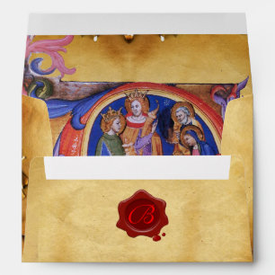ADORATION OF MAGI CHRISTMAS PARCHMENT RED WAX SEAL ENVELOPES