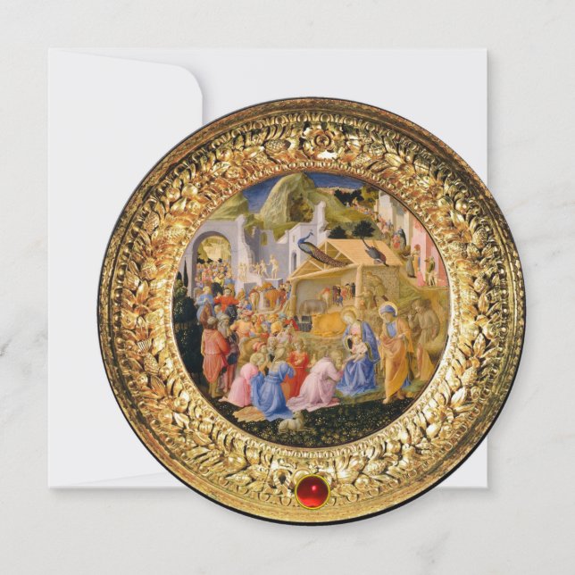 ADORATION OF MAGI Fra Angelico,Gemstone,Christmas Invitation (Front)