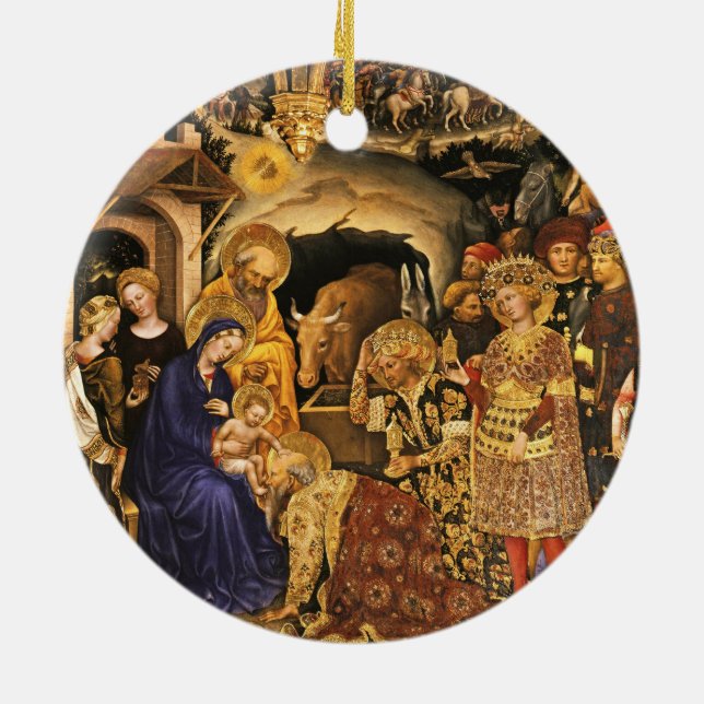 ADORATION OF MAGI  Gentile Da Fabriano, Christmas Ceramic Tree Decoration (Back)
