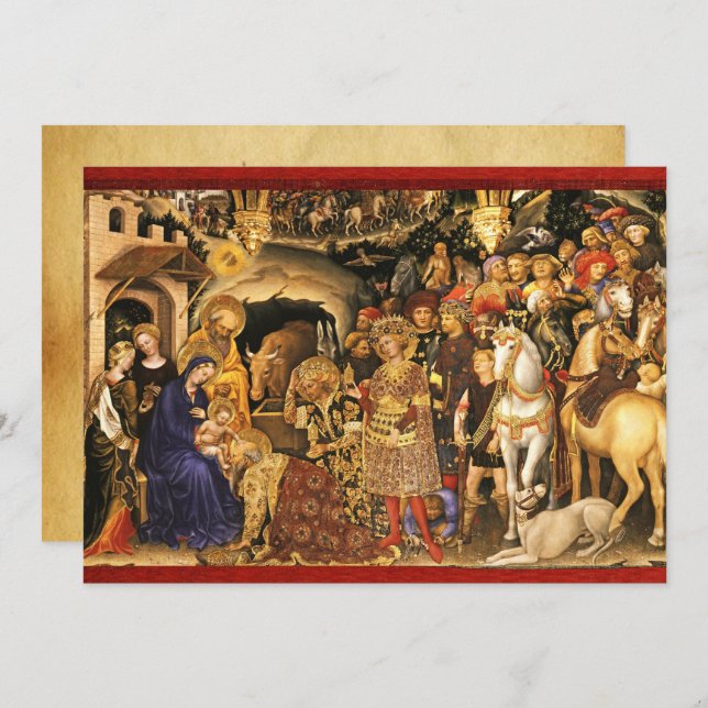 ADORATION OF MAGI Gentile Da Fabriano, Christmas Holiday Card (Front/Back)