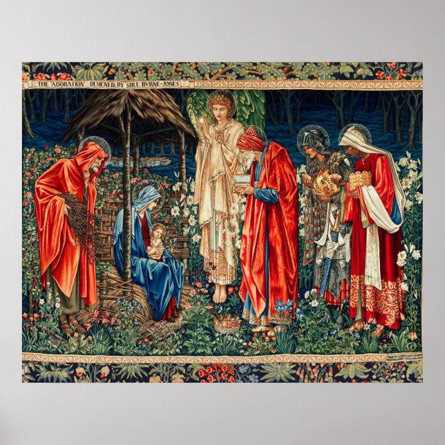 ADORATION OF MAGI Morris,Burne-Jones Christmas Poster (Front)