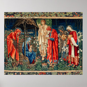 ADORATION OF MAGI Morris,Burne-Jones Christmas Poster