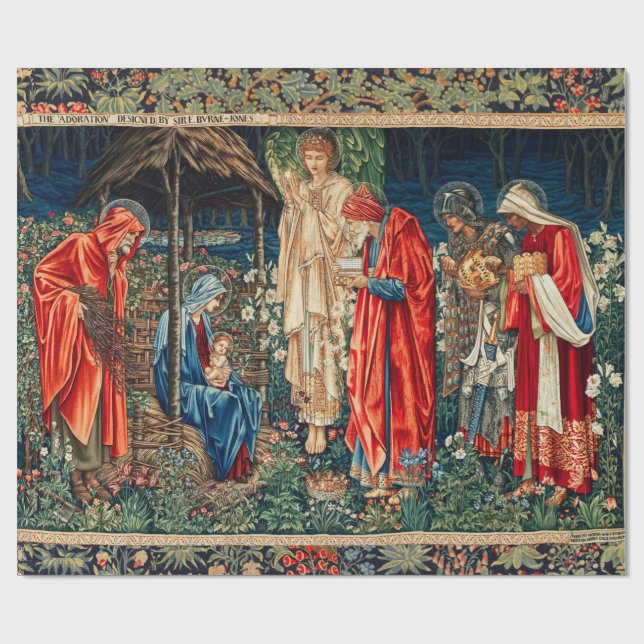 ADORATION OF MAGI Morris,Burne-Jones Christmas Wrapping Paper (Flat)