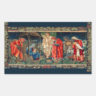 ADORATION OF MAGI Morris,Burne-Jones  Rectangular Sticker