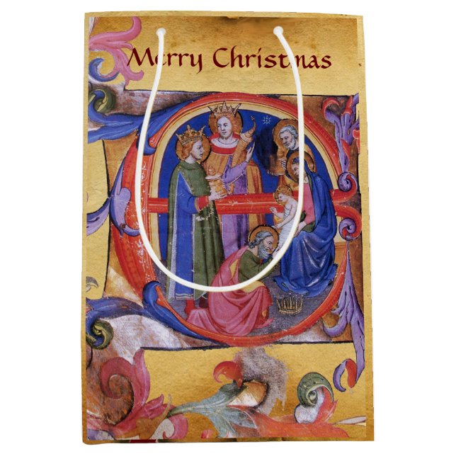 ADORATION OF MAGI NATIVITY CHRISTMAS PARCHMENT MEDIUM GIFT BAG (Front)