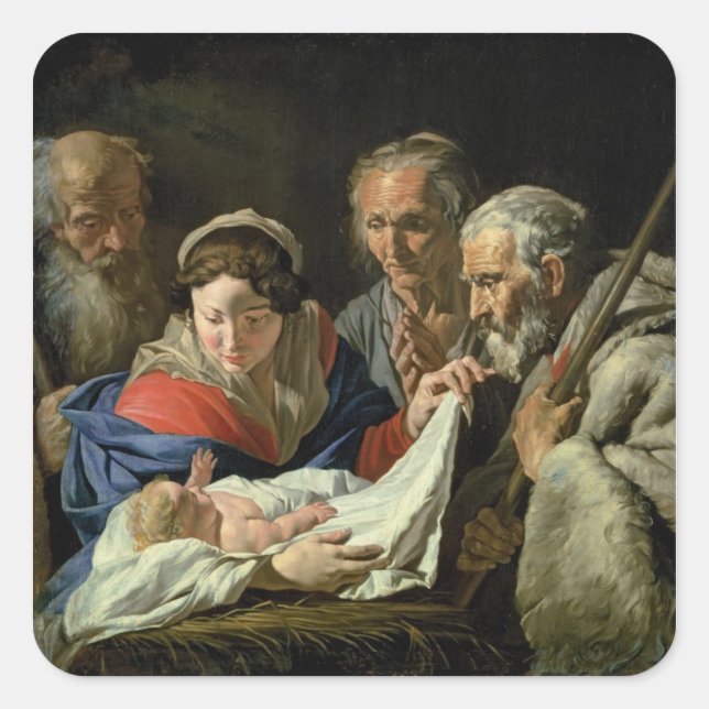 Adoration of the Infant Jesus Square Sticker (Front)