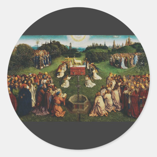 Adoration of the Lamb by Jan van Eyck Classic Round Sticker (Front)