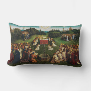 Adoration of the Lamb by Jan van Eyck Lumbar Cushion