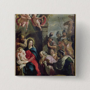 Adoration of the Magi 15 Cm Square Badge