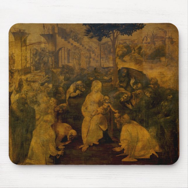 Adoration of the Magi Leonardo da Vinci Mouse Pad (Front)